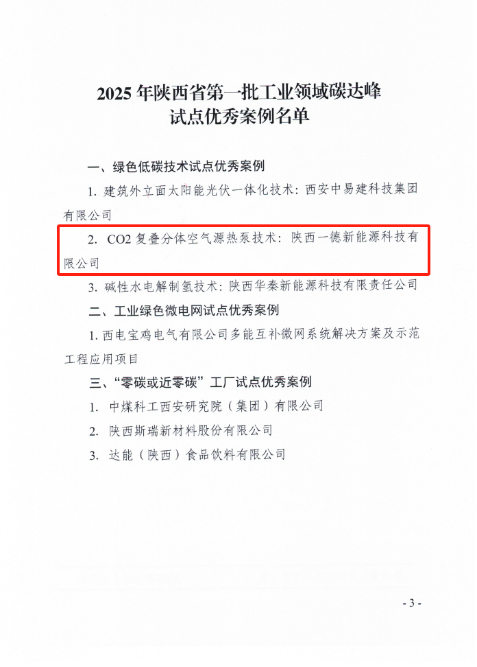 <font color='#333333'>喜訊！一德獲選 2025 年陜西省第一批工業(yè)領(lǐng)域碳達(dá)峰試點(diǎn)優(yōu)秀案例</font>
